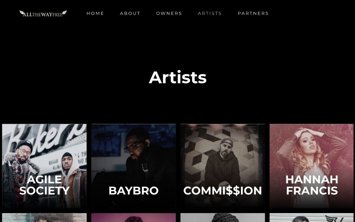 Current Website Artists Page